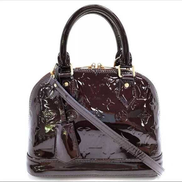Louis Vuitton Handbags - Auth Louis Vuitton Purple Amarante Monogram Vernis Leather BB Alma 2way Satchel